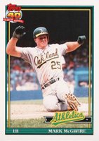 1991 O-Pee-Chee #270 Mark McGwire 1987 Slg .618 Baseball Card