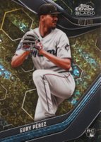 2023 Topps Chrome Black #32 Eury Perez Gold Mini Diamond Baseball Card