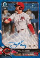 2018 Bowman Draft Chrome Draft Picks Autographs #CDAJI Jonathan India Blue Wave Refractor Baseball Card