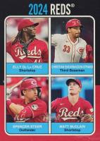 2024 Topps Heritage High Number 1975 Topps Team Quads #8 Christian Encarnacion-Strand/Elly de La Cruz/Matt Mcclain/Spencer Steer Baseball Card