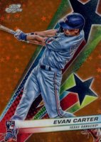 2024 Topps Chrome Cosmic Starfractor #5 Evan Carter Orange Galactic Baseball Card