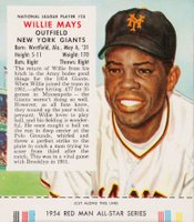 1954 Red Man Tobacco #25 Willie Mays Baseball Card