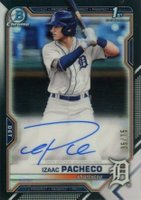 2021 Bowman Draft Chrome Draft Pick Autographs #CDAIP Izaac Pacheco Black Refractor Baseball Card