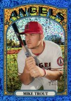 2021 Topps Heritage #169 Mike Trout Chrome-Blue Sparkle Refractor Baseball Card