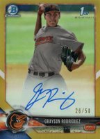 2018 Bowman Draft Chrome Draft Picks Autographs #CDAGR Grayson Rodriguez Gold Refractor Baseball Card
