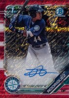 2019 Bowman Prospect Autographs Chrome #JRO Julio Rodriguez Red Shimmer Baseball Card