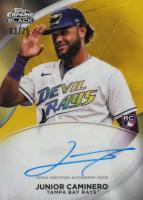 2024 Topps Chrome Black Ivory Autographs #JC Junior Caminero Gold Trim Refractor Baseball Card