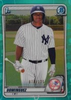 2020 Bowman Chrome Prospects #BCP8 Jasson Dominguez Aqua Refractor Baseball Card
