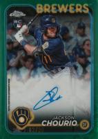 2024 Topps Chrome Logofractor Edition MLB Refractor Chrome Autographs #RCAJC Jackson Chourio Green Refractor Baseball Card