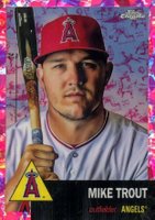 2022 Topps Chrome Platinum Anniversary #50 Mike Trout Platinum Toile Cream/Fuchsia Atomic Refractor Baseball Card