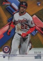 2018 Bowman's Best #29 Juan Soto Gold Refractor Baseball Card