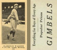 1916 Gimbels #185 Clarence Walker Baseball Card