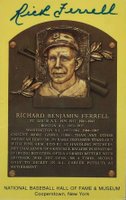 1999 Hall of Fame Autographs # Rick Ferrell Yellow HOF Plaque Baseball Card