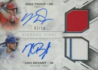 2018 Topps Diamond Icons Dual-Player Dual Autograph Relic #MK Kris Bryant/Mike Trout Baseball Card
