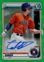 2020 Bowman Chrome Prospect Autographs #CPACBA Colin Barber Green Refractor Baseball Card