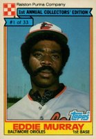1984 Ralston Purina Hand Cut #1 Eddie Murray Baseball Card