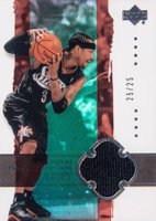 2003 Upper Deck Exquisite Collection #29-J Allen Iverson Jersey Basketball Card