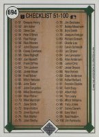 1989 Upper Deck #694 Checklist (1-100) Baseball Card