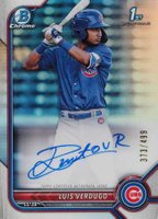 2022 Bowman Chrome Prospect Autographs #CPALV Luis Verdugo Refractor Baseball Card