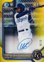 2022 Bowman Chrome Prospect Autographs #CPAWC Wilmin Candelario Yellow Refractor Baseball Card