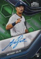 2023 Topps Chrome Black Autograph #AV Anthony Volpe Green Baseball Card