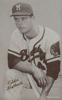 1947 Exhibits 1947-66 # Eddie Mathews Name in Black spelled correctly Baseball Card