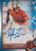 2022 Bowman Draft Chrome Draft Pick Autographs #CDADB Dylan Beavers Blue Refractor Baseball Card