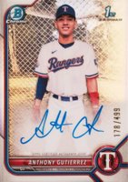 2022 Bowman Chrome Prospect Autographs #CPAAG Anthony Gutierrez Refractor Baseball Card