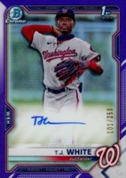 2021 Bowman Draft Chrome Draft Pick Autographs #CDATWH T.J. White Purple Refractor Baseball Card