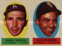 1963 Topps Peel-Offs # Sandy Koufax/Luis Aparicio Instruction Back-Panel Baseball Card