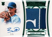 2022 Panini Flawless Rookie Patch Signatures #RCPBW Bobby Witt Jr. Emerald Baseball Card