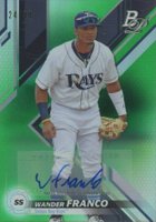 2019 Bowman Platinum Top Prospects #TOP9 Wander Franco Autograph-Green Baseball Card