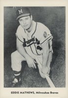 1961 Jay Publishing # Eddie Mathews Kneeling-Holding Bat-No Glove Baseball Card