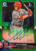 2018 Bowman Draft Chrome Draft Picks Autographs #CDANG Nolan Gorman Green Refractor Baseball Card