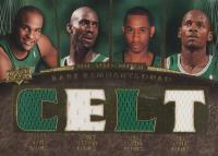 2007 Upper Deck Premier Rare Remnants Quad #AGPD Gabe Pruitt/Glen Davis/Kevin Garnett/Ray Allen Gold Basketball Card