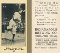 1916 Indianapolis Brewing #48 Bill Donovan Baseball Card