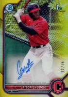 2022 Bowman Chrome Prospect Autographs #CPAJCO Jaison Chourio Yellow Refractor Baseball Card