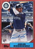 2022 Topps 1987 Topps Baseball Autographs #87BAJRO Julio Rodriguez Series 2-Red Baseball Card