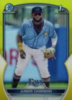 2023 Bowman Chrome Prospects #BCP61 Junior Caminero Yellow Refractor Baseball Card