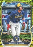 2023 Bowman Chrome Prospects #BCP76 Jackson Chourio Yellow Lunar Crater Refractor Baseball Card