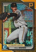 2024 Bowman Mega Box Chrome Prospects #125 Paul Skenes Gold Refractor Baseball Card