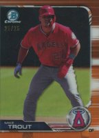 2019 Bowman Chrome #100 Mike Trout Orange Refractor Baseball Card