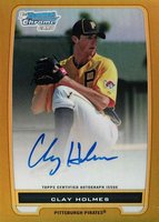 2012 Bowman Prospects #BCP77 Clay Holmes Chrome-Gold Refractor-Autograph Baseball Card