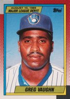 1990 Topps '89 M.L. Debut #128 Greg Vaughn Baseball Card