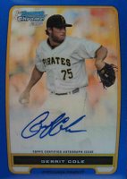 2012 Bowman Prospects #BCP86 Gerrit Cole Chrome-Blue Refractor-Autograph Baseball Card