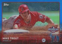 2015 Topps Opening Day #77 Mike Trout Sliding-Blue Baseball Card