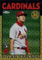 2021 Topps Silver Pack 1986 Chrome Promo #23 Dylan Carlson Gold Refractor Baseball Card