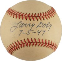 1999 Hall of Fame Autographs # Larry Doby Ball Baseball Card
