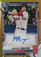 2021 Bowman Draft Chrome Draft Pick Autographs #CDAMM Marcelo Mayer Gold Refractor Baseball Card