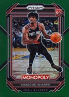 2022 Panini Prizm Monopoly #74 Shaedon Sharpe Green Prizm Basketball Card